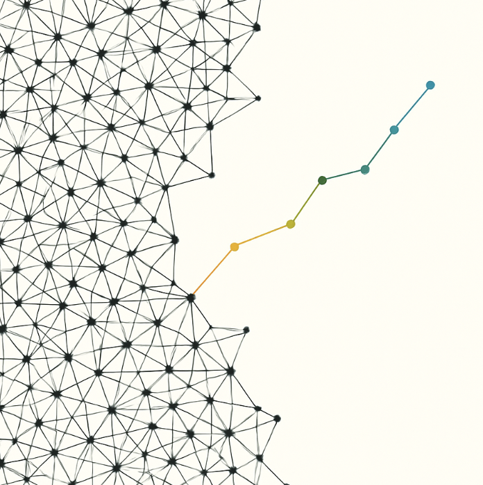 Network visualization showing interconnected nodes and pathways